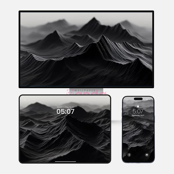 Dramatic Black Mountains Landscape Sky 3-in-1 Wallpapers