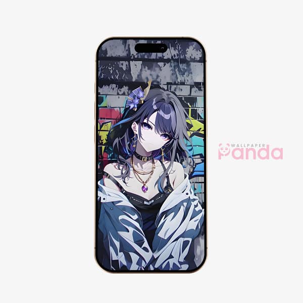 Edgy Urban Anime Girl Phone Wallpaper