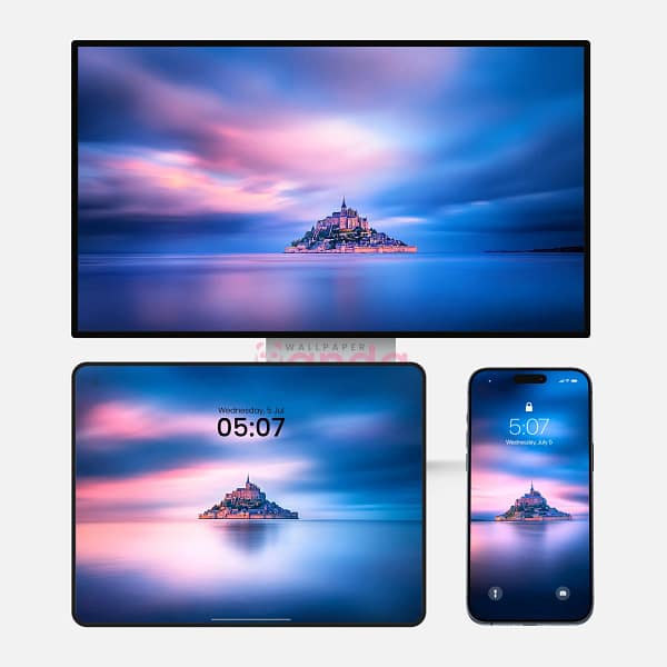 Famous Tidal Island Mt. St. Michel 3-in-1 Wallpapers