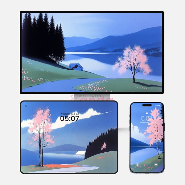 Flat Cherry Blossoms Hokkaido Garden 3-in-1 Wallpapers