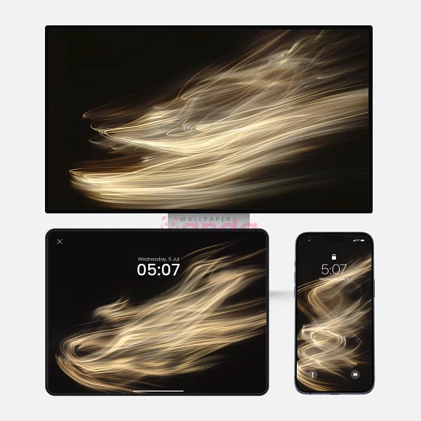 Flowing Golden Light Black Background 3-in-1 Wallpapers