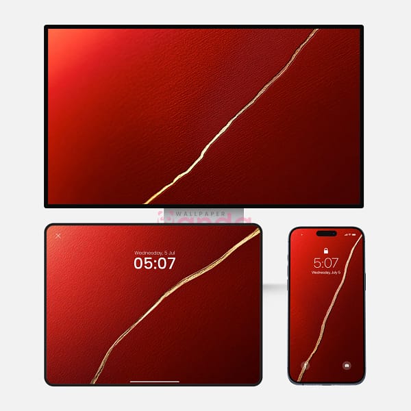 Golden Ascent Torn Red Paper 3-in-1 Wallpapers