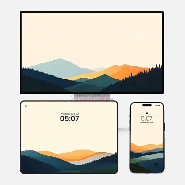 Gradient Mountain Landscape 3-in-1 Wallpapers