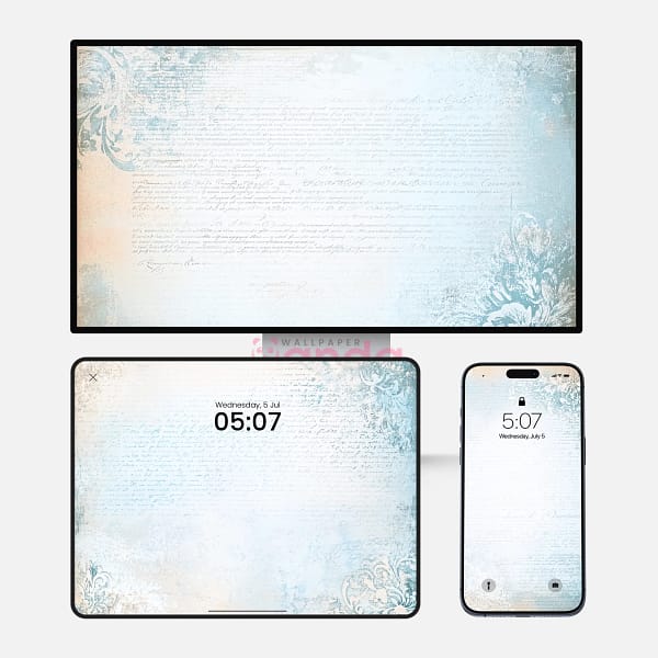 Grunge Floral Scrapbook Paper Fish 3-in-1 Wallpapers