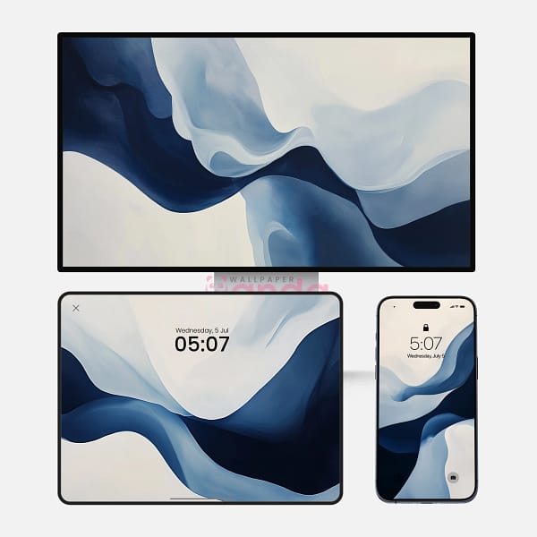 HD Dark Blue Waves Gradient 3-in-1 Wallpapers