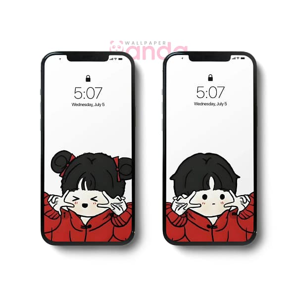 Minimalist Chinese Couples Matching Mobile Wallpaper