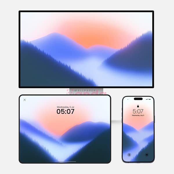 Minimalist Gradient Mountains 3-in-1 Wallpapers