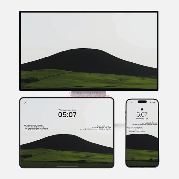 Immerse your devices in calm and natural beauty with the Minimalist Volcanic Landscape 2-in-1 Wallpaper. This high-resolution set captures a serene, minimalist scene: A dark, silhouetted volcanic cone dominates the upper frame, creating a striking contrast against muted tones. Rolling green hills stretch into the foreground, bisected by a winding dirt path with two distant figures, emphasizing the grandeur of nature and the smallness of human presence. Soft, diffused light washes the scene in deep greens and whites, evoking quiet contemplation and peaceful solitude. This 2-in-1 bundle includes versions optimized for both mobile phones and tablets, ensuring a perfect fit and seamless aesthetic across your devices. How to Use: Download the Files: Get your ZIP folder containing both mobile and tablet wallpapers. Select Your Device Version: Choose the appropriate wallpaper size for your phone or tablet. Set as Wallpaper: Apply via your device’s wallpaper settings. Enjoy: Let the serene, minimalist landscape bring calm and inspiration to your screen every day. Keywords (Internal Links): Minimalist Landscape Wallpaper, Volcanic Cone Wallpaper, Nature Phone Background, Serene Tablet Wallpaper, 2-in-1 Wallpaper, Rolling Hills Wallpaper, Peaceful Nature Wallpaper, Contemplative Scenic Wallpaper