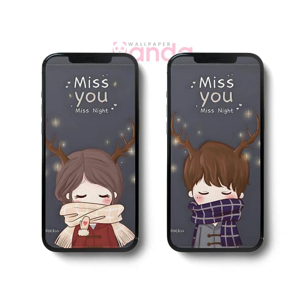 Miss You, Miss Night Couples Matching Mobile Wallpaper