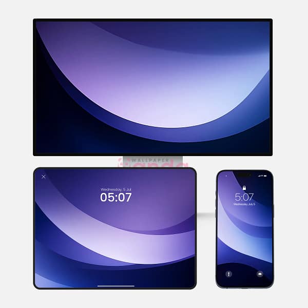 Modern Fluid Purple Gradient Waves 3-in-1 Wallpapers