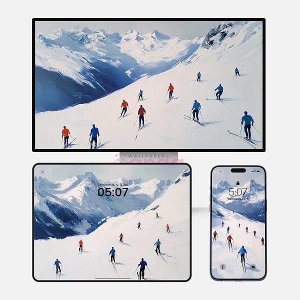 Mountain Shadows Ski Painting 3-in-1 Wallpapers