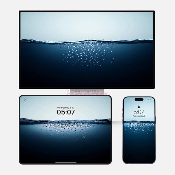 Ocean Scene with Bubbles Underwater 3-in-1 Wallpapers