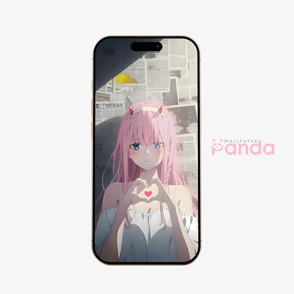 Pastel Pink Heart Anime Girl Phone Wallpaper