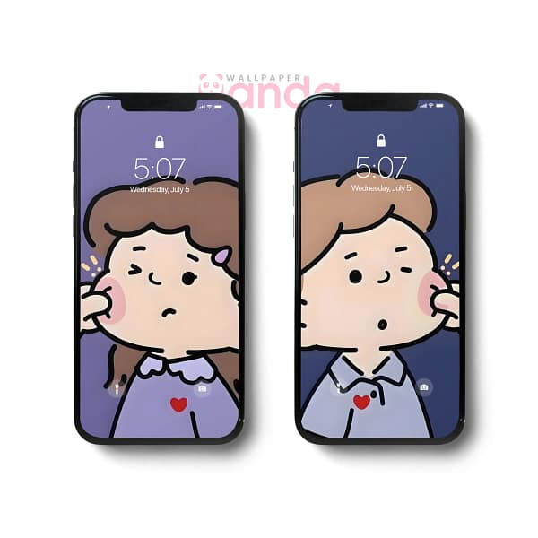 Pulling Cheeks Couples Matching Mobile Wallpaper