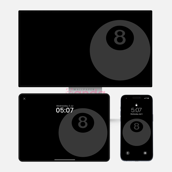 Retro Black No. 8 Pool Ball 3-in-1 Wallpapers