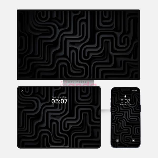 Seamless Cell Black Geometric Pattern 3-in-1 Wallpapers