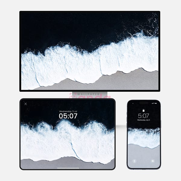 Seascape Ocean Wave at Night 3-in-1 Wallpapers