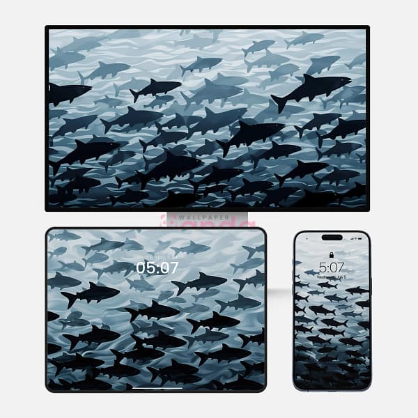 Shark Frenzy Underwater 3-in-1 Wallpapers