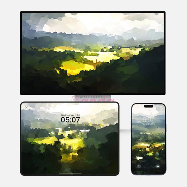 Tree Fresh Canvas Painting 3-in-1 Wallpapers