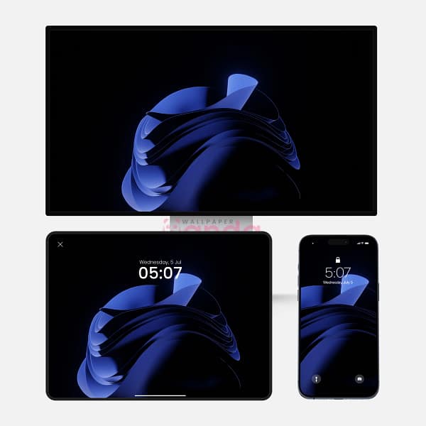 Windows 11 Dark Blue Bloom 3-in-1 Wallpapers