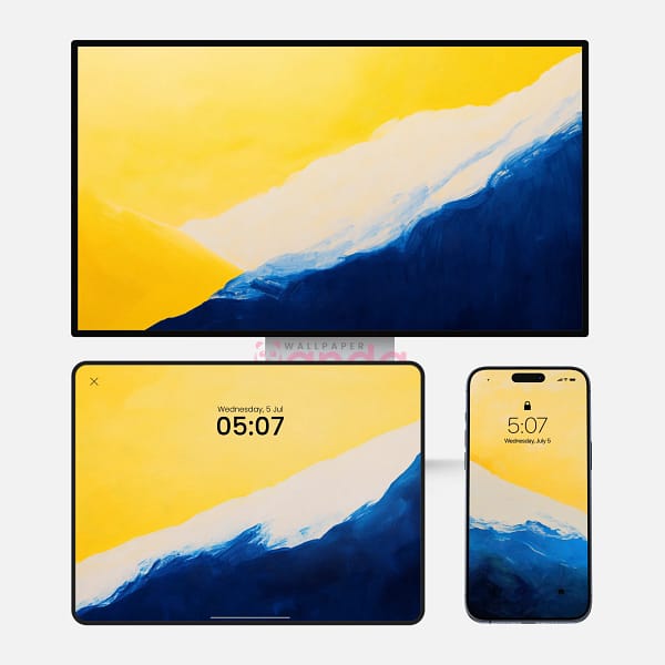 Yellow and Blue Wash Abstract 3-in-1 Wallpapers