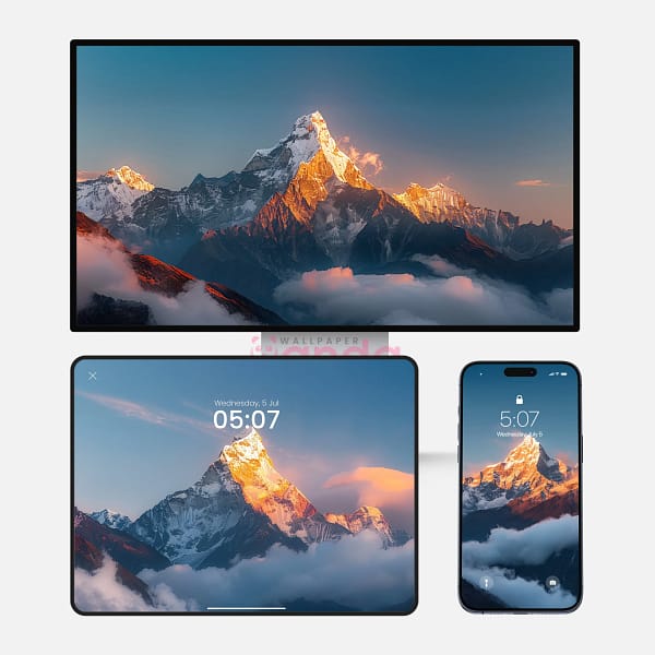 majestic Alpine Summit Sunset 3-in-1 Wallpapers