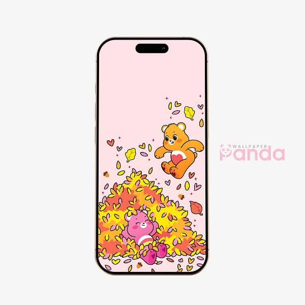 Autumn Bears Leaf Pile Phone Wallpaper