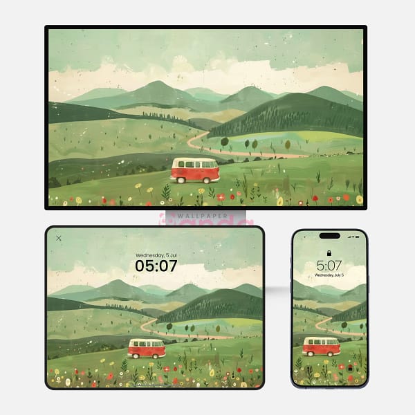 Blooming Meadow Van Adventure 3-in-1 Wallpapers