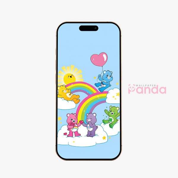 Care Bears Rainbow Clouds Phone Wallpaper