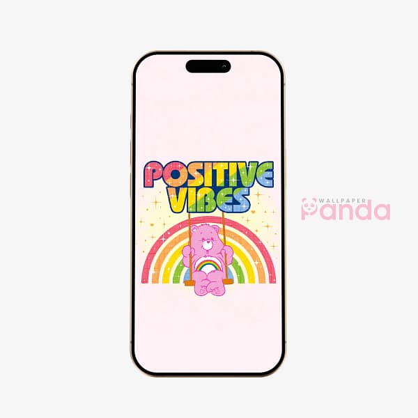 Cheer Bear Rainbow Swing Phone Wallpaper