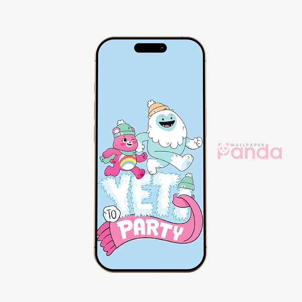 Cheer Bear & Yeti Party Run Phone Wallpaper