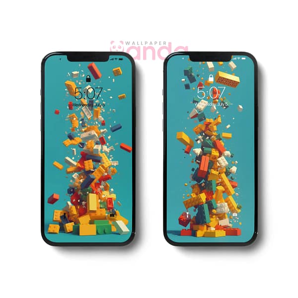 Colorful Brick Chaos Cascade Phone Wallpaper