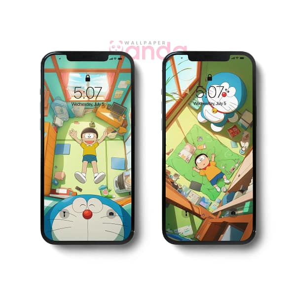 Energetic Sprite in Doraemon’s Room Phone Wallpaper