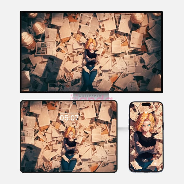 Focused Professional Woman Office Glow 3-in-1 Wallpapers