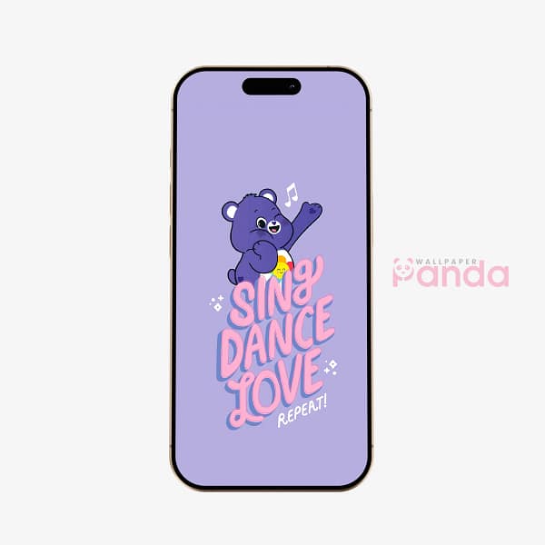 Harmony Bear Purple Music Phone Wallpaper