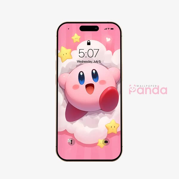 Kirby is Here – Whimsical Twinkling Stars Phone Wallpaper