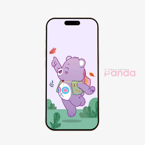 Lavender Bear Joyful Leap Phone Wallpaper