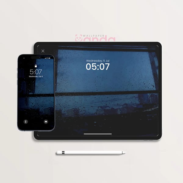 Raindrops on Dark Window 2-in-1 Wallpaper