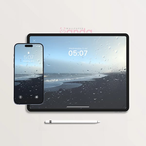 Rainy Black Sand Coast Moody 3-in-1 Wallpapers