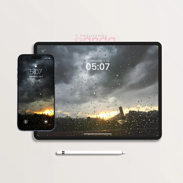 Rainy City Sunset Window 2-in-1 Phone & Tablet Wallpaper