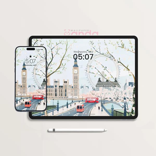 Spring in London Red Double-Decker 2-in-1 Wallpapers