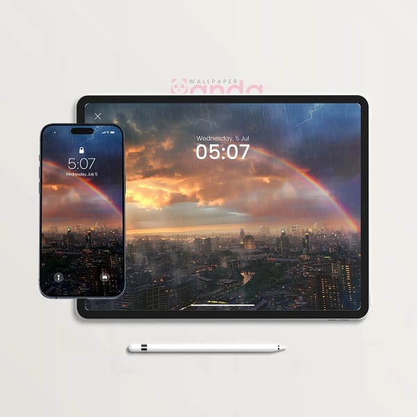 Storm Rainbow Cityscape Cinematic 2-in-1 Wallpaper