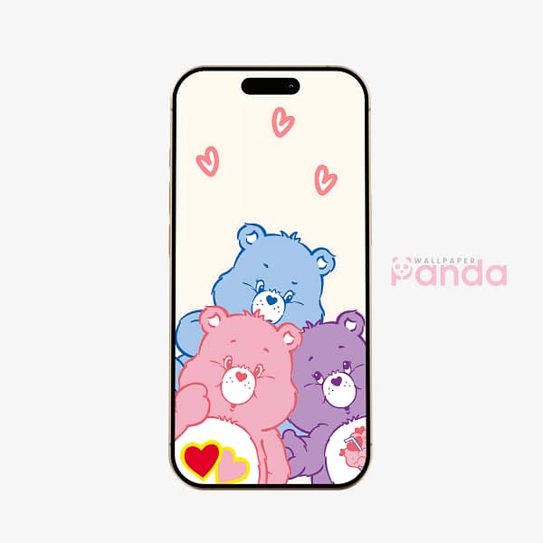 Triple Care Bears Heart Hug Phone Wallpaper