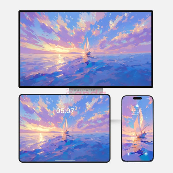 Twilight Sailboat Serenity 3-in-1 Wallpapers