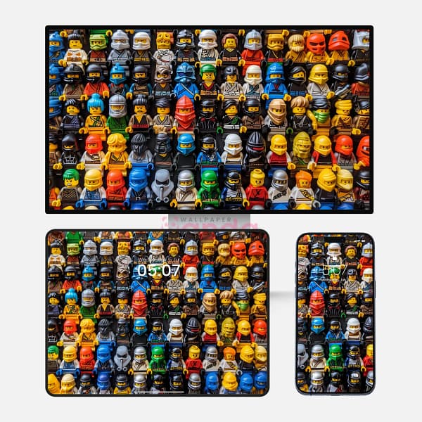 Vibrant LEGO Ninjago Medley 3-in-1 Wallpapers – Colorful Brick Landscape