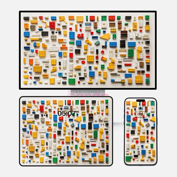 Vibrant Mosaic Lego Parts 3-in-1 Wallpapers