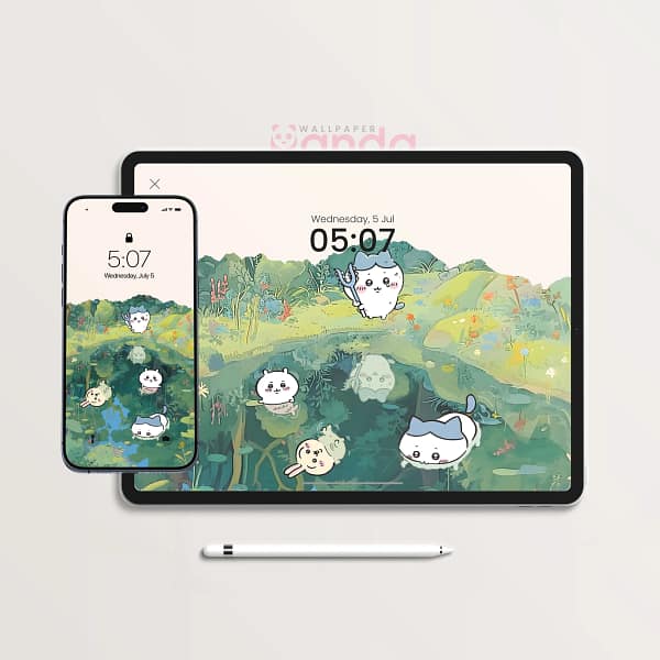 Chiikawa Furry Friends Splashing Fun 2-in-1 Wallpapers