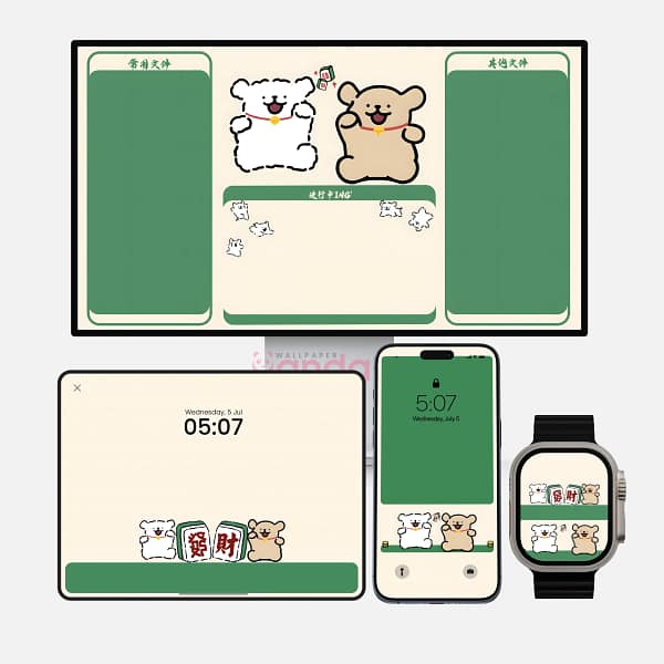 Furry Friendship Duo 4-in-1 Wallpapers – Eastern Charm