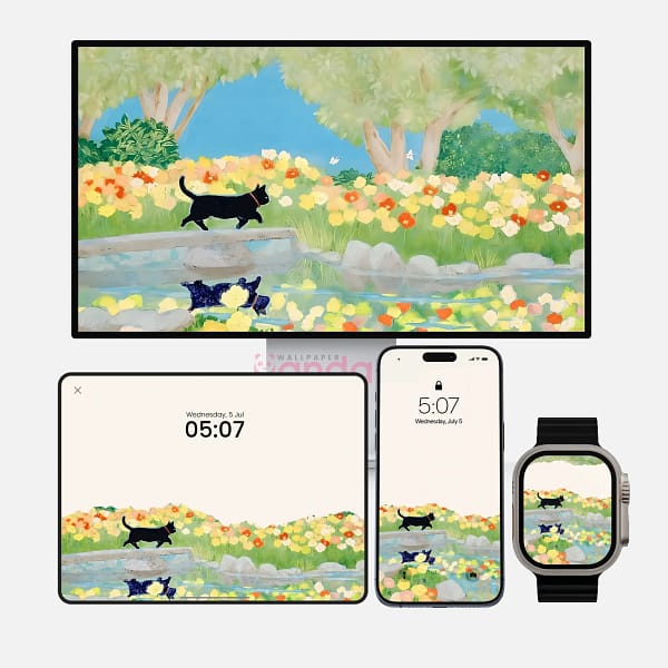 Midnight Maverick Black Cat Moonlit Bridge 4-in-1 Wallpapers