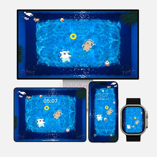 Poolside Pup Fun 4-in-1 Wallpapers